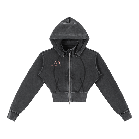 Vintage Washed Cropped Fleece Hoodie